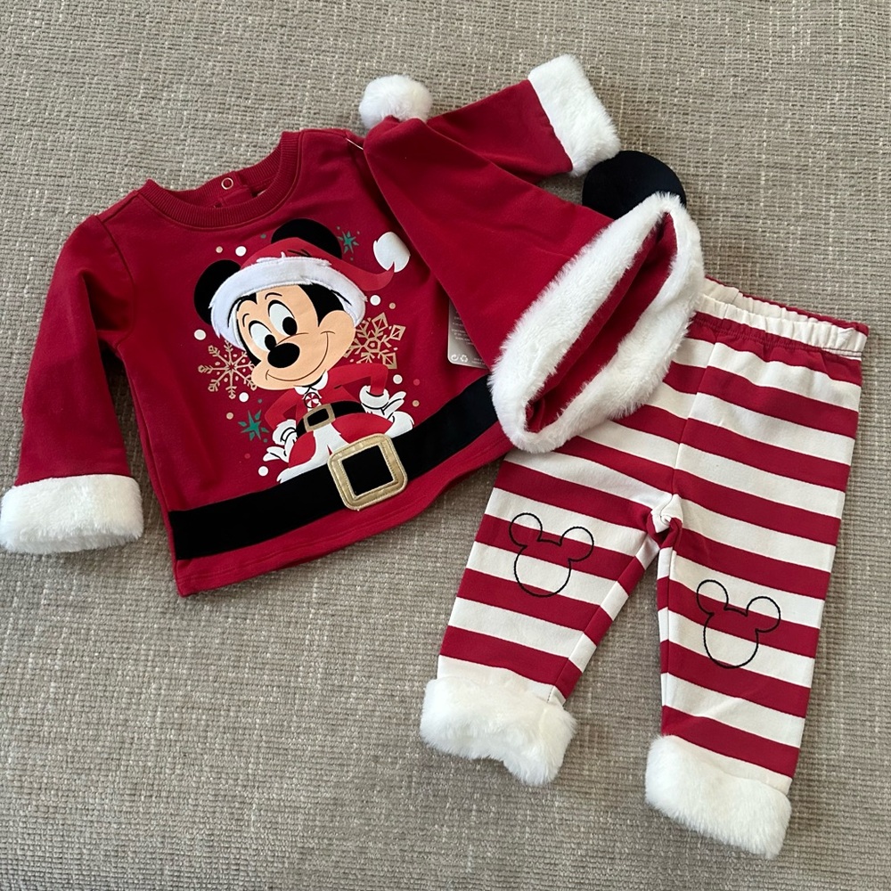Disney Baby Santa Mickey Mouse Christmas Outifit with Santa Hat
